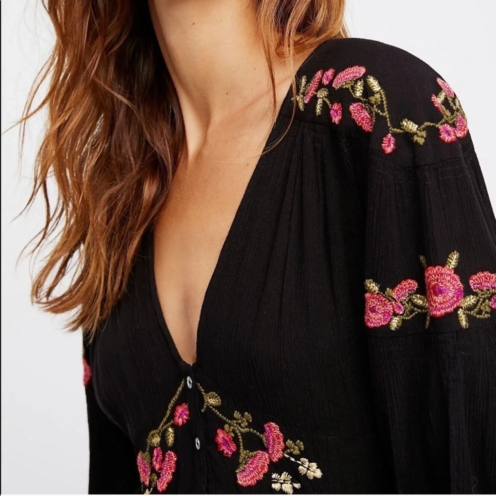 Free People Day Glow Embroidered Midi Dress